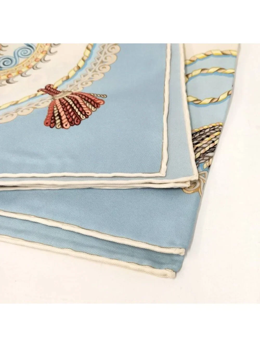 Hermes Carre 90 Scarf Paprol Carriage and Nobility Silk 100% Light Blue